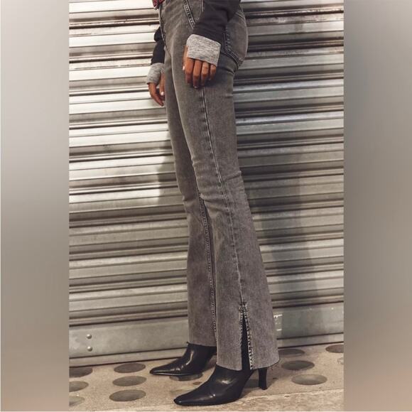 Free People We The Free Level Up Slit Slim Flare Jeans Ridge Grey size 32 - Picture 2 of 16